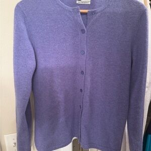 Classic Purple Crewneck Button Cardigan